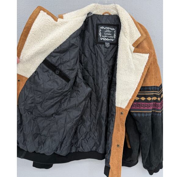 Casual Outfitters Unisex Vintage 90s Suede Leather Southwestern Aztec Jacket - Picture 7 of 9